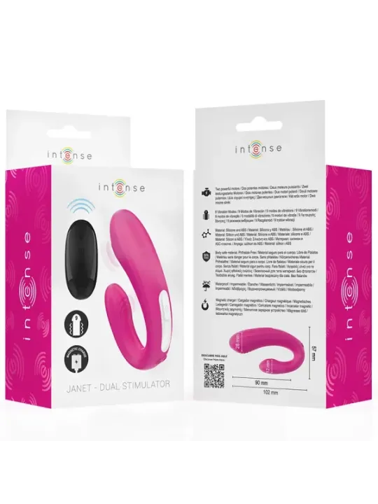 Intense - Janet Dual Stimolatore E Vibratore A Forma Di U Con Telecomando Rosa - INTENSE REMOTE CONTROL - Vibratori per Coppia | erosidea.com