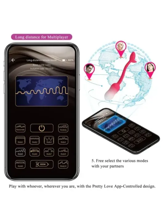 Pretty Love - Uovo Vibrante Con Controllo Tramite App Pulsen 12 Funzioni Ricaricabile Rosa - APP SERIES - Vibratori con App | erosidea.com
