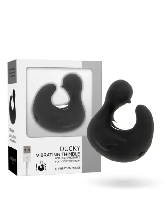 Black&Silver - Duckymania Ditale Ricaricabile Stimolante D'anatra In Silicone - BLACK&SILVER - Vibratori Mini | erosidea.com