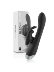Black&Silver - Dj. Stimolatore Coniglio In Silicone Ricaricabile Adam Nero - BLACK&SILVER - Vibratori Rabbit | erosidea.com