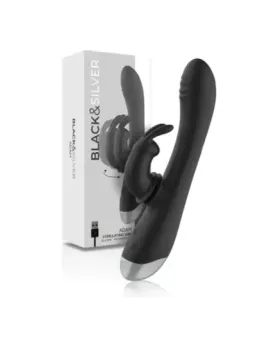 Black&Silver - Dj. Stimolatore Coniglio In Silicone Ricaricabile Adam Nero