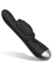 Black&Silver - Dj. Stimolatore Coniglio In Silicone Ricaricabile Adam Nero - BLACK&SILVER - Vibratori Rabbit | erosidea.com