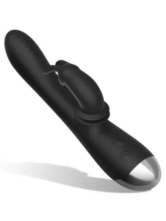Black&Silver - Dj. Stimolatore Coniglio In Silicone Ricaricabile Adam Nero - BLACK&SILVER - Vibratori Rabbit | erosidea.com