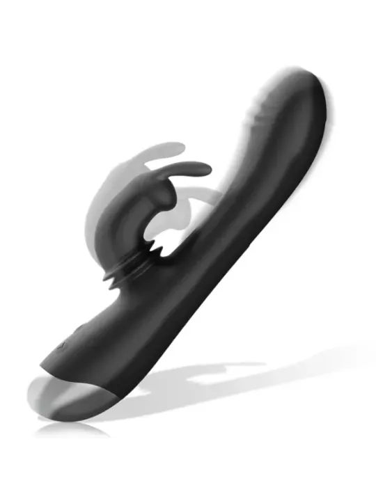 Black&Silver - Dj. Stimolatore Coniglio In Silicone Ricaricabile Adam Nero - BLACK&SILVER - Vibratori Rabbit | erosidea.com