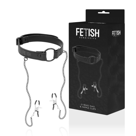Fetish Submissive - Anello Gag Con Morsetti Per Capezzoli - FETISH SUBMISSIVE BONDAGE - Ball Gag e Bavagli | erosidea.com