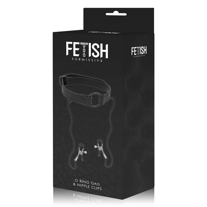 Fetish Submissive - Anello Gag Con Morsetti Per Capezzoli - FETISH SUBMISSIVE BONDAGE - Ball Gag e Bavagli | erosidea.com