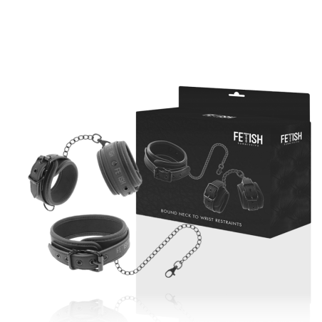Fetish Submissive - Collana E Manette In Pelle Vegana Con Fodera In Neoprene - FETISH SUBMISSIVE BONDAGE - Manette e Polsini | erosidea.com