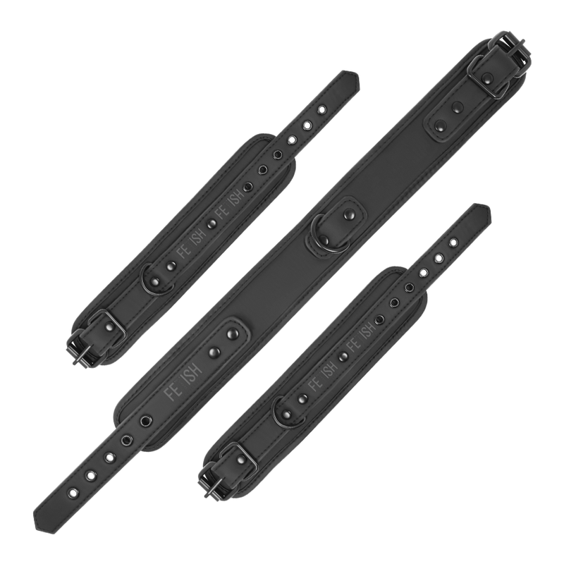 Fetish Submissive - Collana E Manette In Pelle Vegana Con Fodera In Neoprene - FETISH SUBMISSIVE BONDAGE - Manette e Polsini | erosidea.com