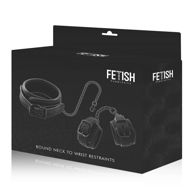 Fetish Submissive - Collana E Manette In Pelle Vegana Con Fodera In Neoprene - FETISH SUBMISSIVE BONDAGE - Manette e Polsini | erosidea.com