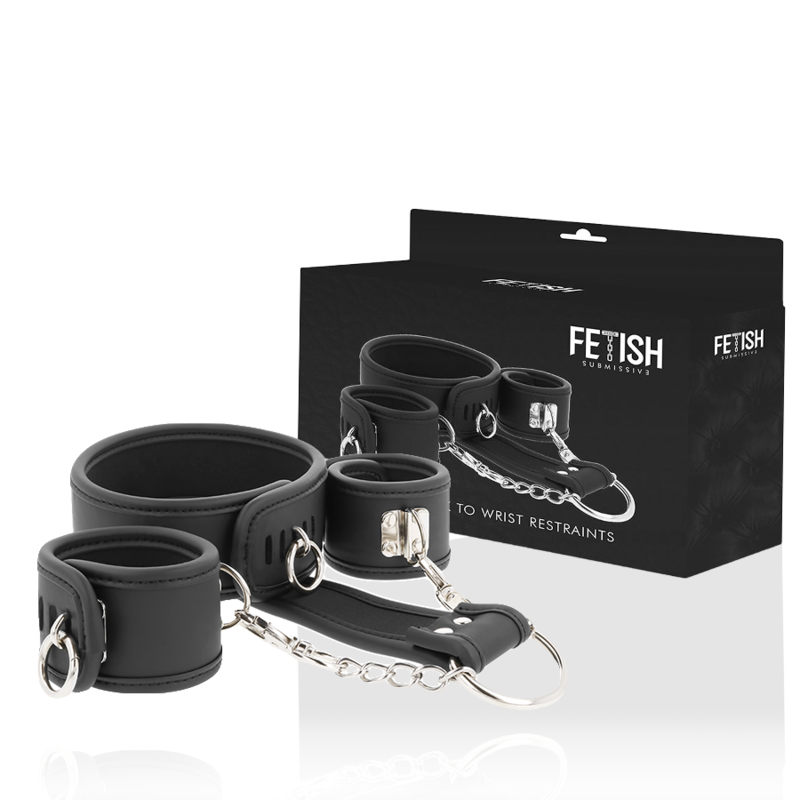 Fetish Submissive - Collana E Manette In Pelle Vegana E Fodera In Neoprene - FETISH SUBMISSIVE BONDAGE - Manette e Polsini | erosidea.com