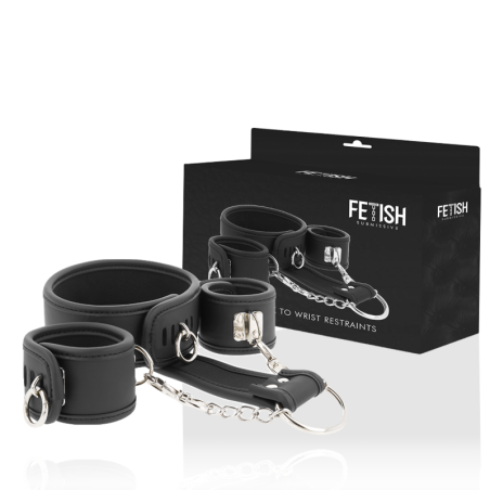 Fetish Submissive - Collana E Manette In Pelle Vegana E Fodera In Neoprene - FETISH SUBMISSIVE BONDAGE - Manette e Polsini | erosidea.com
