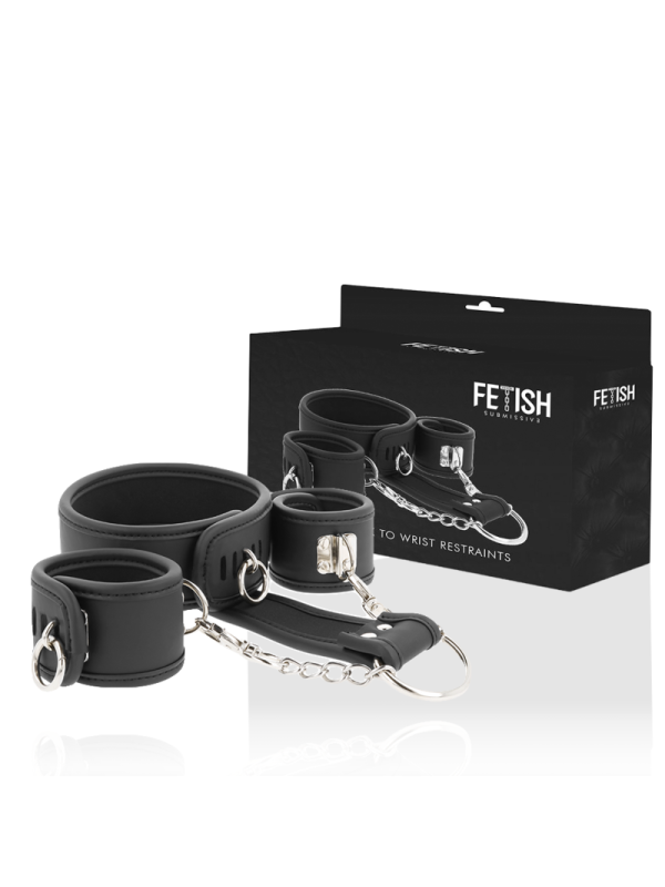 Fetish Submissive - Collana E Manette In Pelle Vegana E Fodera In Neoprene - FETISH SUBMISSIVE BONDAGE - Manette e Polsini | erosidea.com