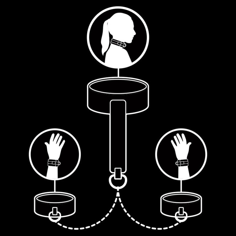 Fetish Submissive - Collana E Manette In Pelle Vegana E Fodera In Neoprene - FETISH SUBMISSIVE BONDAGE - Manette e Polsini | erosidea.com