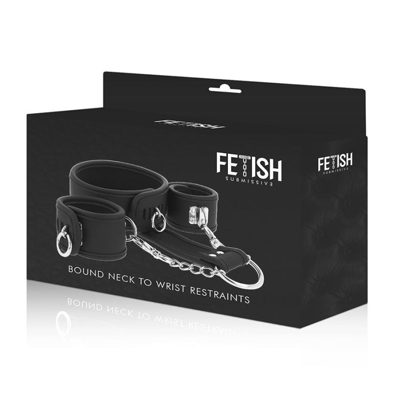 Fetish Submissive - Collana E Manette In Pelle Vegana E Fodera In Neoprene - FETISH SUBMISSIVE BONDAGE - Manette e Polsini | erosidea.com