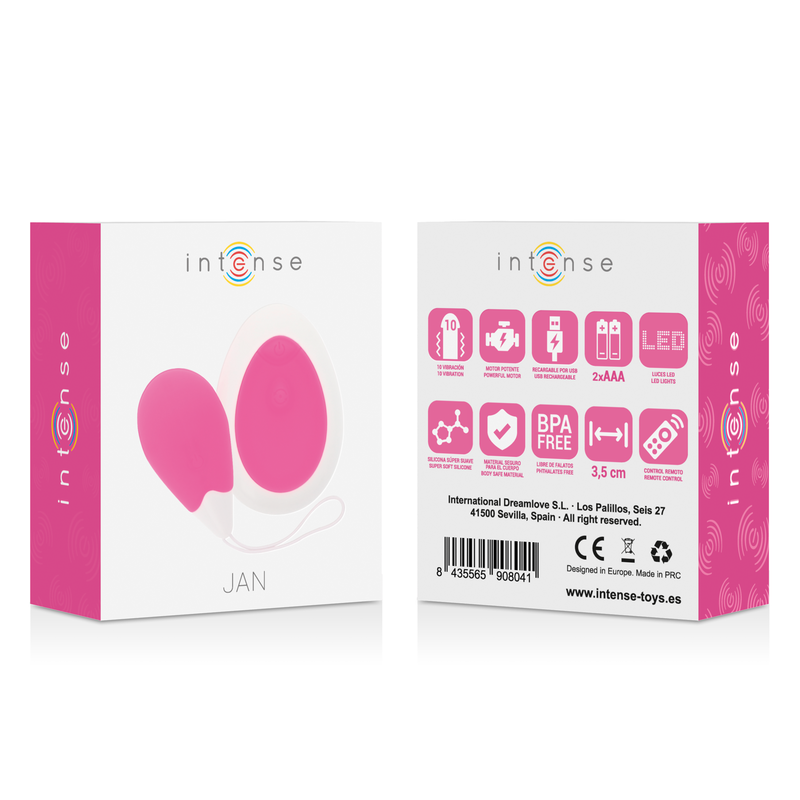 Vibratore Intense Telecomando Jan Egg Rosa - INTENSE COUPLES TOYS - Vibratori | erosidea.com