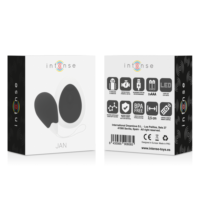 Intense - Jan Uovo Vibrante Telecomando Nero - INTENSE COUPLES TOYS - Vibratori | erosidea.com