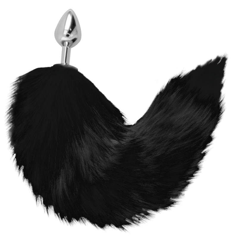 Darkness - Plug Anale Argento 8 Cm Con Coda Nera - DARKNESS ANAL - Plug e Catene Anali | erosidea.com
