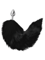 Darkness - Plug Anale Argento 8 Cm Con Coda Nera - DARKNESS ANAL - Plug e Catene Anali | erosidea.com