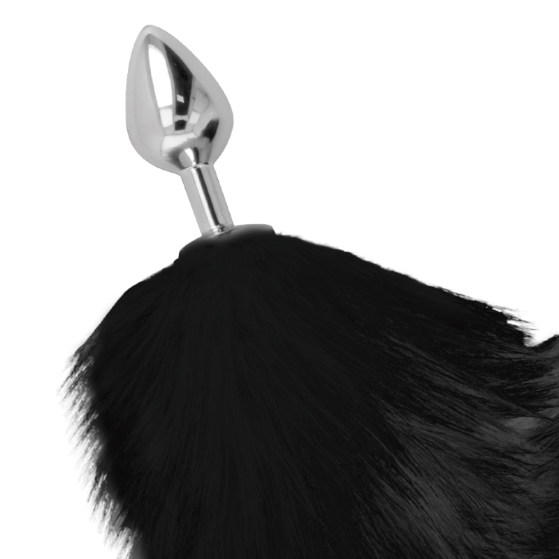 Darkness - Plug Anale Argento 8 Cm Con Coda Nera - DARKNESS ANAL - Plug e Catene Anali | erosidea.com