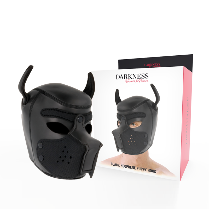 Darkness - Maschera Per Cani In Neoprene Con Muserola Rimovibile M - DARKNESS BONDAGE - Maschere e Cappucci | erosidea.com