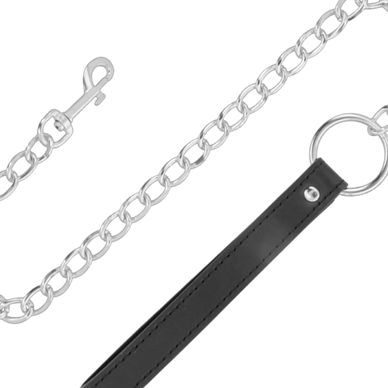 Darkness - Collana Per Postura Confortevole Con Catena In Pelle - DARKNESS BONDAGE - Collari e Guinzagli | erosidea.com