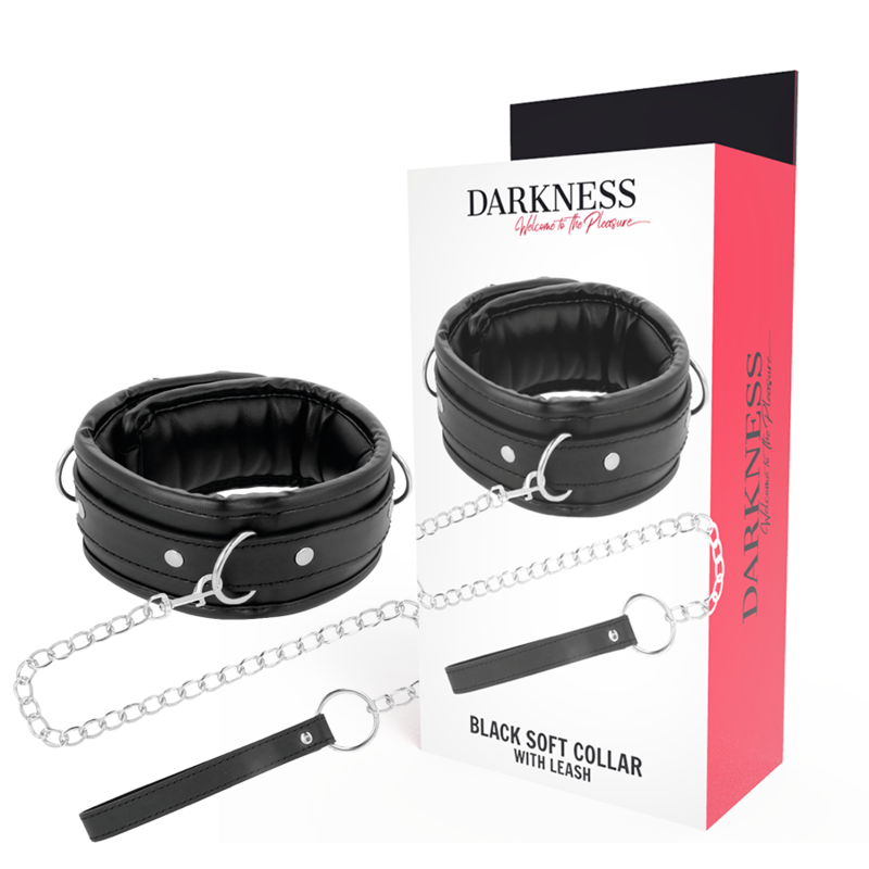 Darkness - Collana In Morbida Pelle Con Catena - DARKNESS BONDAGE - Collari e Guinzagli | erosidea.com