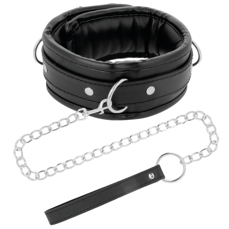 Darkness - Collana In Morbida Pelle Con Catena - DARKNESS BONDAGE - Collari e Guinzagli | erosidea.com