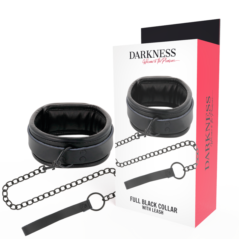 Darkness - Collana Nera Con Guinzaglio - DARKNESS BONDAGE - Collari e Guinzagli | erosidea.com