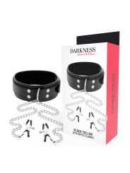 Darkness - Collare Con Morsetti Per Capezzoli Nero - DARKNESS BONDAGE - Pinzette Capezzoli | erosidea.com