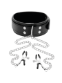 Darkness - Collare Con Morsetti Per Capezzoli Nero - DARKNESS BONDAGE - Pinzette Capezzoli | erosidea.com