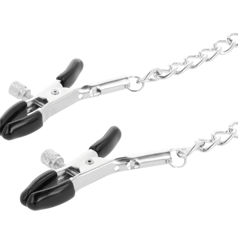 Darkness - Collare Con Morsetti Per Capezzoli Nero - DARKNESS BONDAGE - Pinzette Capezzoli | erosidea.com