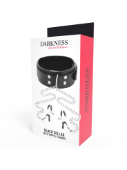 Darkness - Collare Con Morsetti Per Capezzoli Nero - DARKNESS BONDAGE - Pinzette Capezzoli | erosidea.com
