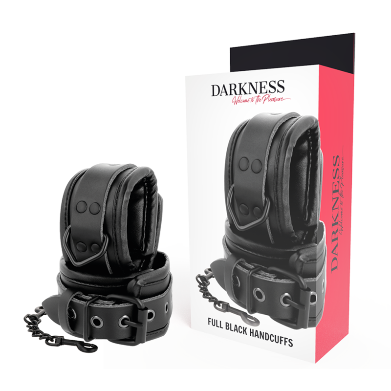 Darkness - Manette Regolabili In Pelle Nera - DARKNESS BONDAGE - Manette e Polsini | erosidea.com
