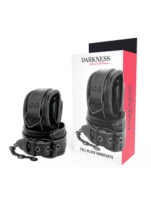 Darkness - Manette Regolabili In Pelle Nera - DARKNESS BONDAGE - Manette e Polsini | erosidea.com