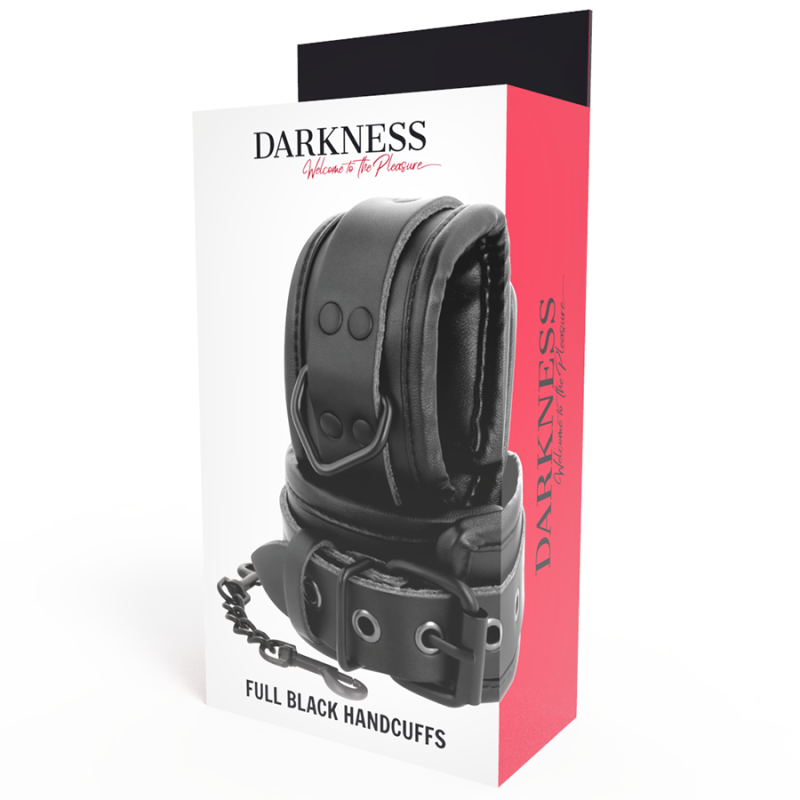 Darkness - Manette Regolabili In Pelle Nera - DARKNESS BONDAGE - Manette e Polsini | erosidea.com