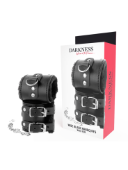 Darkness - Manette Nere Regolabili In Pelle Con Fodera - DARKNESS BONDAGE - Manette e Polsini | erosidea.com