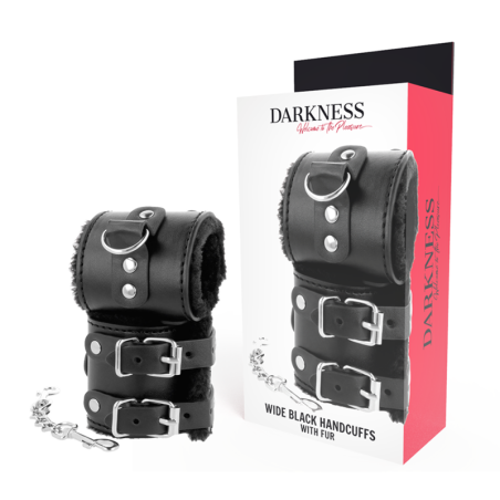 Darkness - Manette Nere Regolabili In Pelle Con Fodera - DARKNESS BONDAGE - Manette e Polsini | erosidea.com