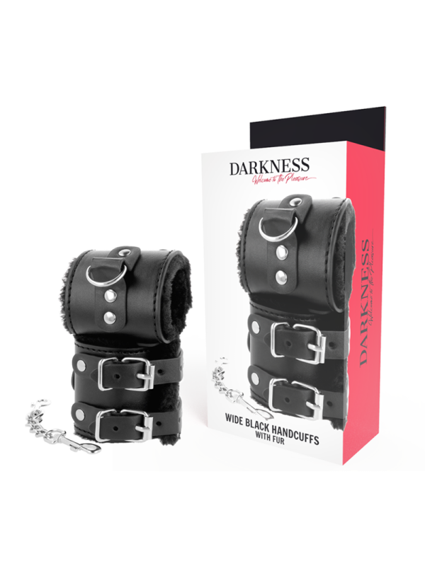 Darkness - Manette Nere Regolabili In Pelle Con Fodera - DARKNESS BONDAGE - Manette e Polsini | erosidea.com