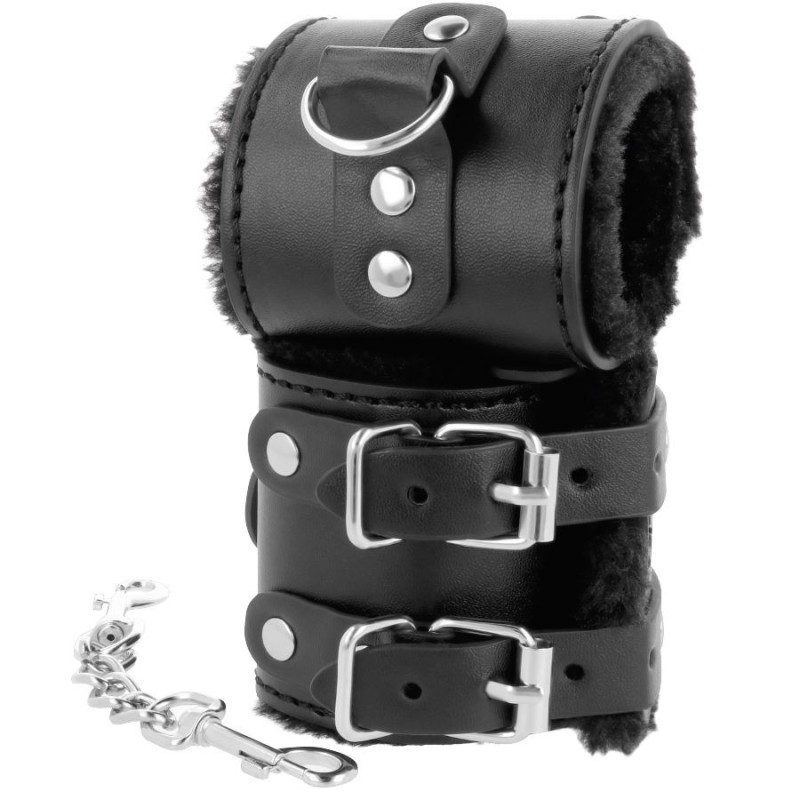 Darkness - Manette Nere Regolabili In Pelle Con Fodera - DARKNESS BONDAGE - Manette e Polsini | erosidea.com