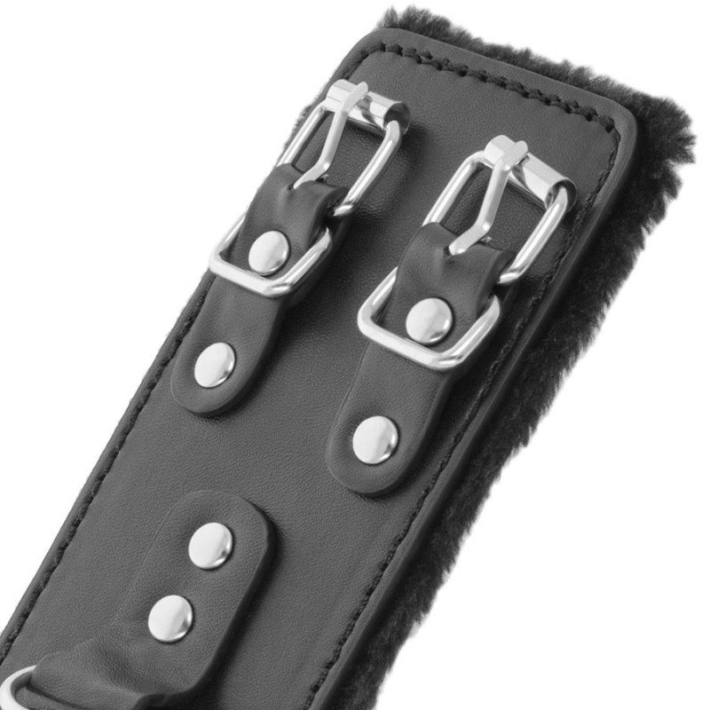 Darkness - Manette Nere Regolabili In Pelle Con Fodera - DARKNESS BONDAGE - Manette e Polsini | erosidea.com