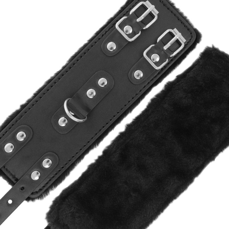 Darkness - Manette Nere Regolabili In Pelle Con Fodera - DARKNESS BONDAGE - Manette e Polsini | erosidea.com