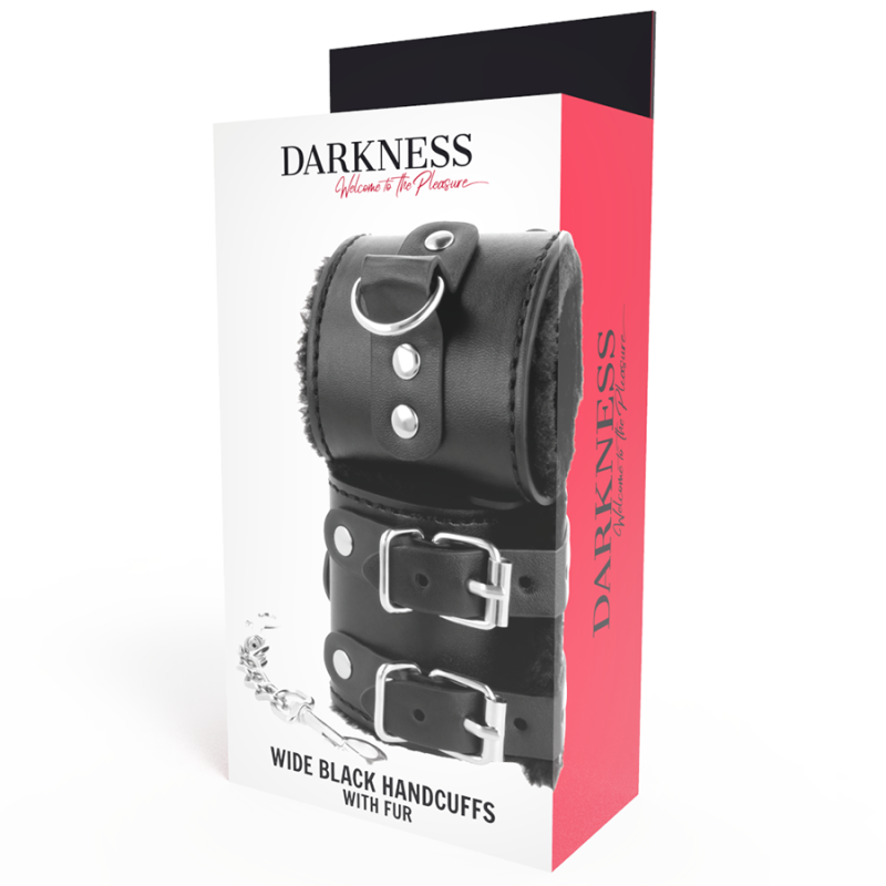 Darkness - Manette Nere Regolabili In Pelle Con Fodera - DARKNESS BONDAGE - Manette e Polsini | erosidea.com