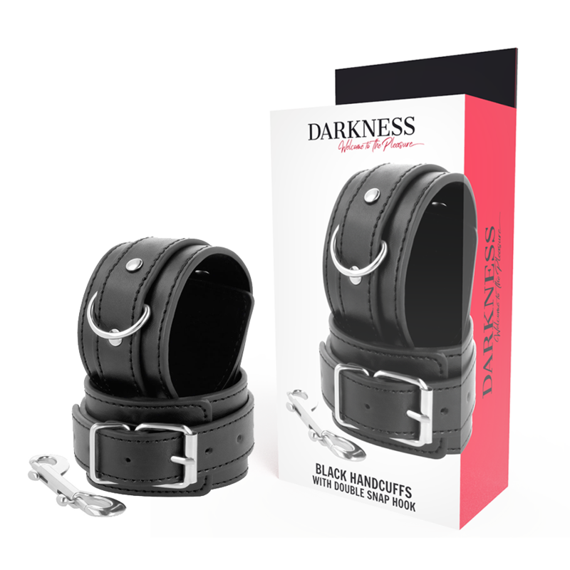 Darkness - Manette Nere Regolabili Con Doppio Nastro Di Rinforzo - DARKNESS BONDAGE - Manette e Polsini | erosidea.com