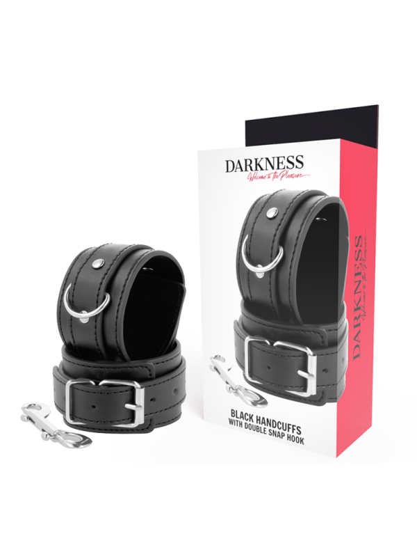 Darkness - Manette Nere Regolabili Con Doppio Nastro Di Rinforzo - DARKNESS BONDAGE - Manette e Polsini | erosidea.com