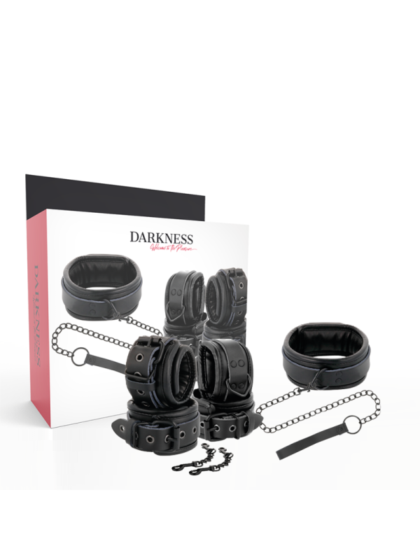 Darkness - Manette E Colletto In Pelle Nera - DARKNESS - Manette e Polsini | erosidea.com