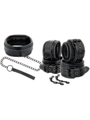 Darkness - Manette E Colletto In Pelle Nera - DARKNESS - Manette e Polsini | erosidea.com
