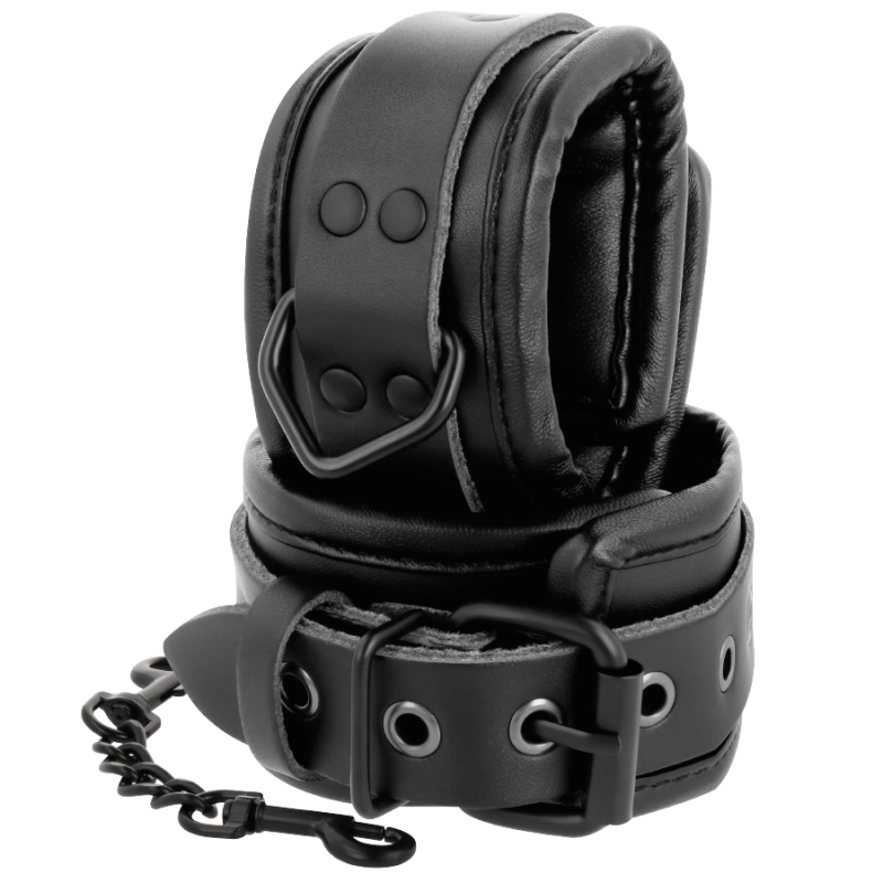 Darkness - Manette E Colletto In Pelle Nera - DARKNESS - Manette e Polsini | erosidea.com
