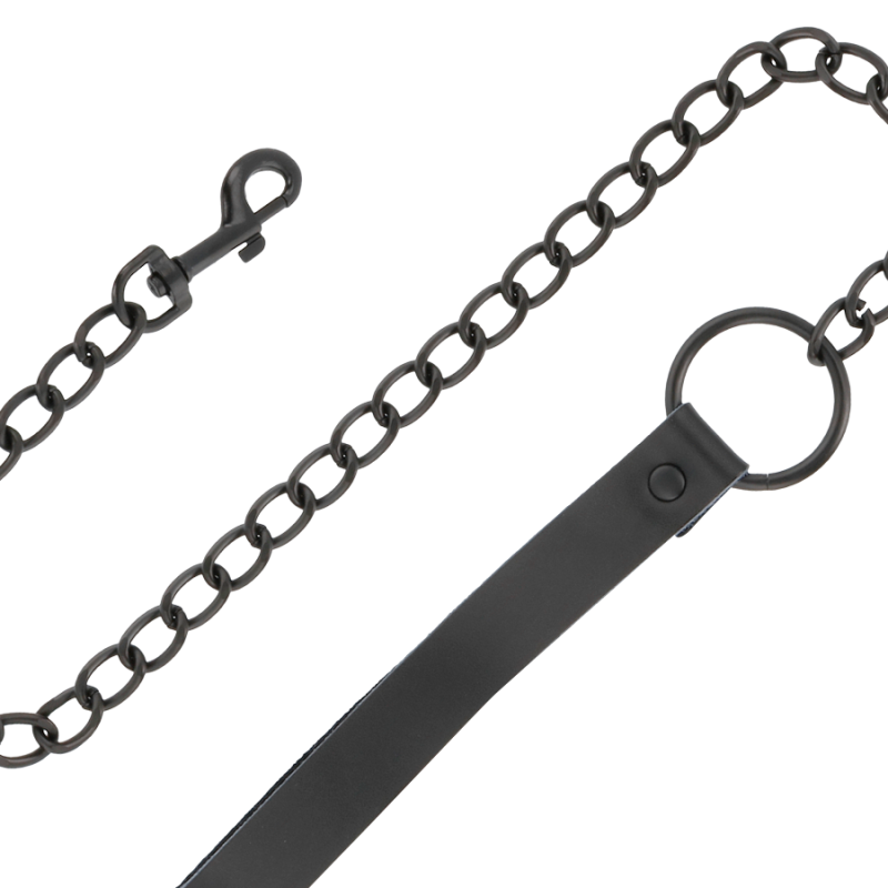 Darkness - Manette E Colletto In Pelle Nera - DARKNESS - Manette e Polsini | erosidea.com