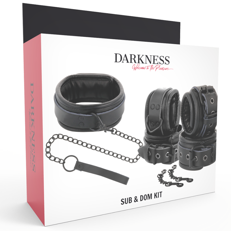 Darkness - Manette E Colletto In Pelle Nera - DARKNESS - Manette e Polsini | erosidea.com