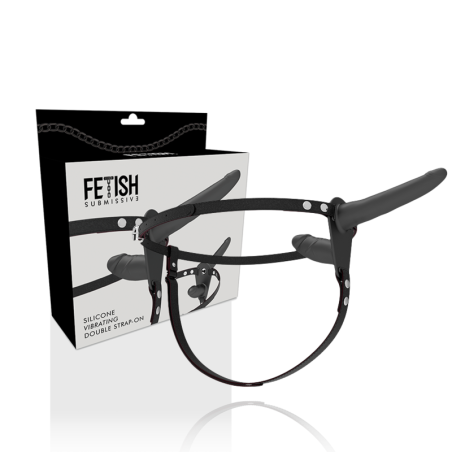 Vibratore Fetish Submissive Harness Nero A Doppia Penetrazione - FETISH SUBMISSIVE HARNESS - Vibratori | erosidea.com